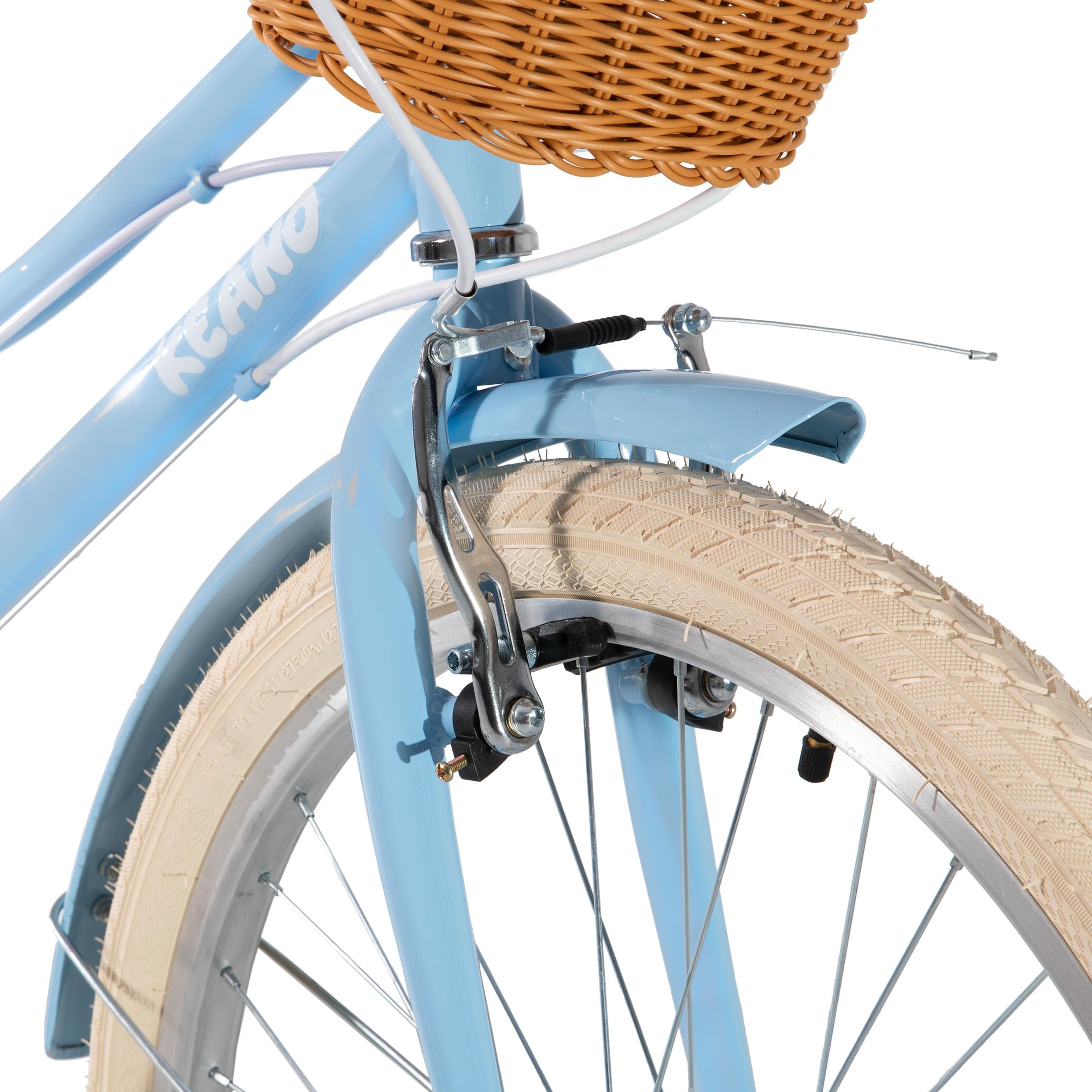 KEANO Poppy 20/24 Zoll Kinderfahrrad für Mädchen von 6 bis 11 Jahren, 20/24 Zoll Mädchenfahrrad mit 7 Gängen und Korb,blau/grün/rosa/lila/gelb