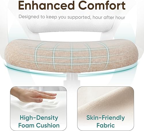 Miniatura 5 de ETONEX Silla de oficina con cojín ergonómico de respaldo medio, soporte lumbar, ajustable, giratoria, silla de escritorio para computadora,