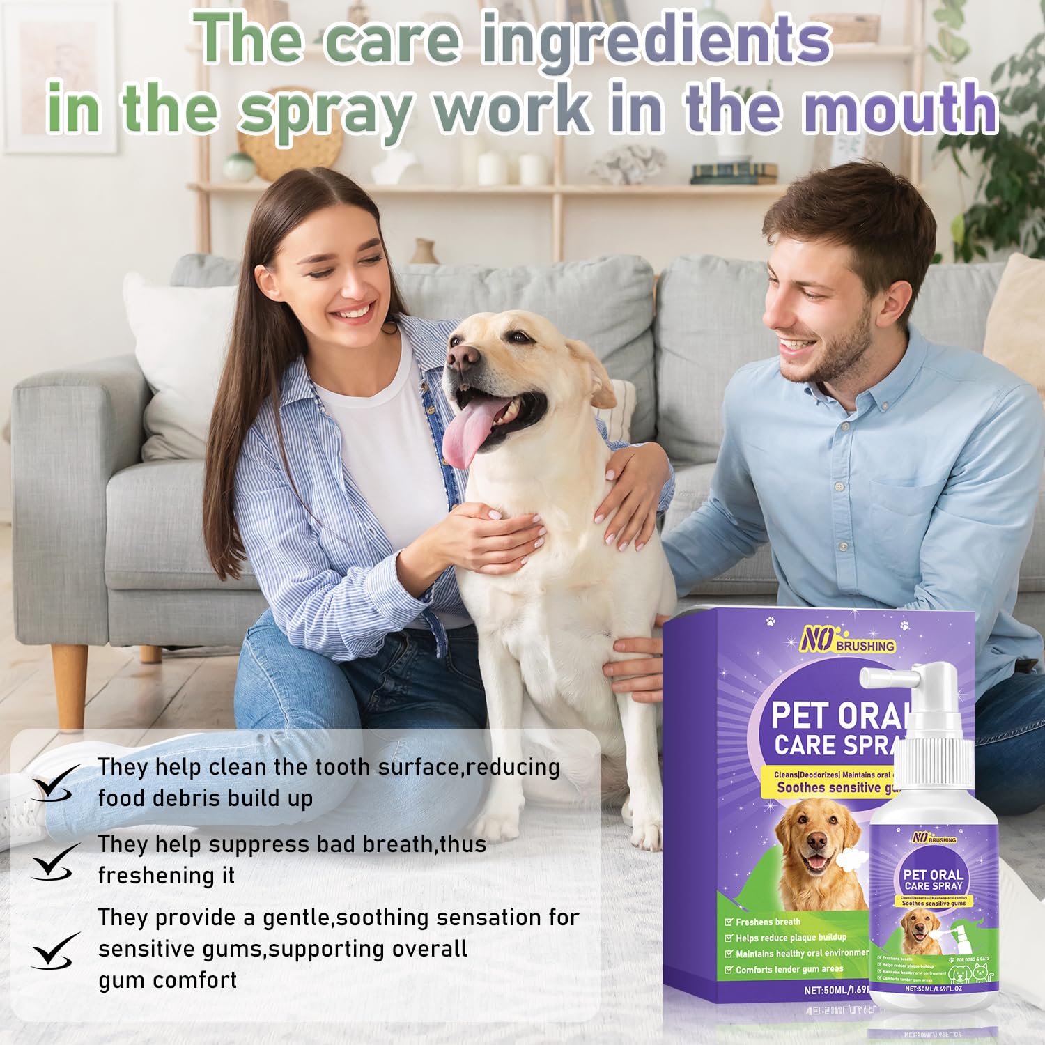Wanban Dental Spray for Dogs - Oral Spray Bad Breath, Relieve Gum Redness & Infections, Reduce Plaque & Tartar, No Brushing Required - image 4