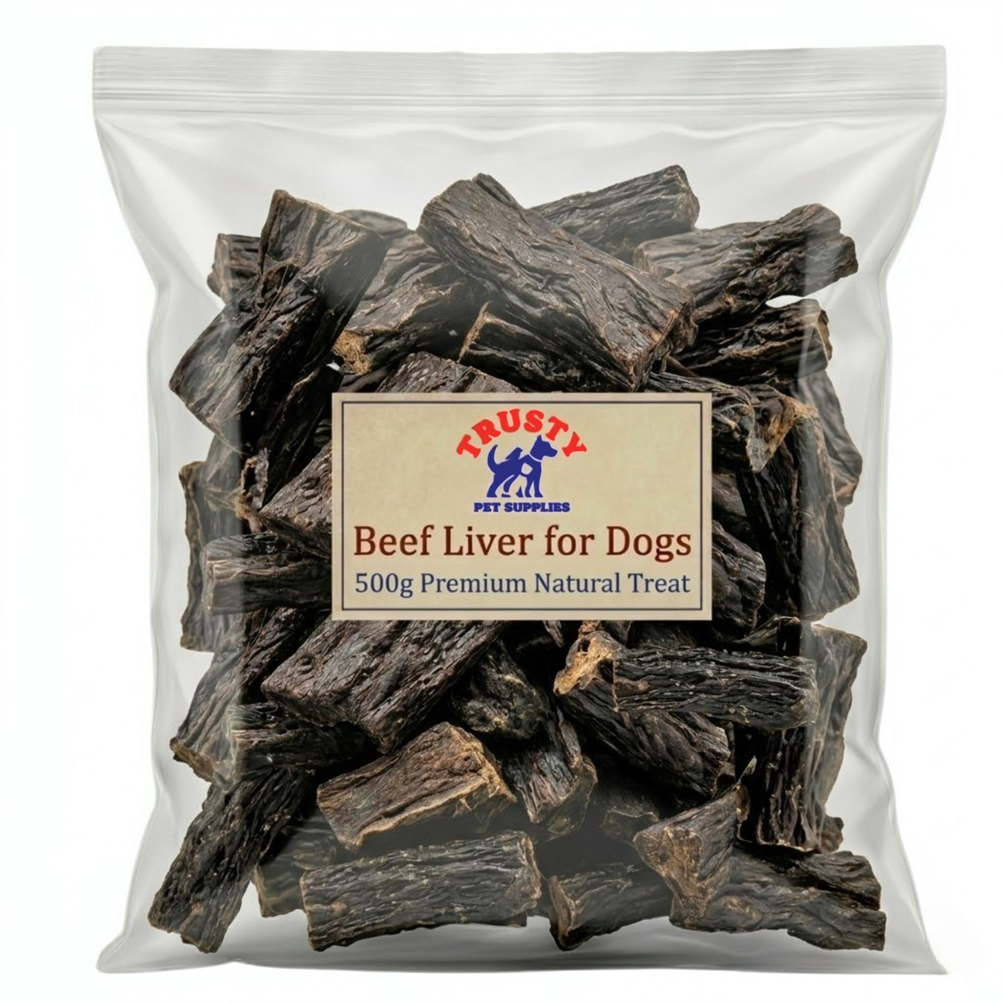 Beef Liver Treats for Dogs 500g | 100% Natural Dog Treats | High Protein, Low Fat | Grain Free & Hypoallergenic| Single Ingredient Healthy Dog Treats | By Trusty Pet Supplies