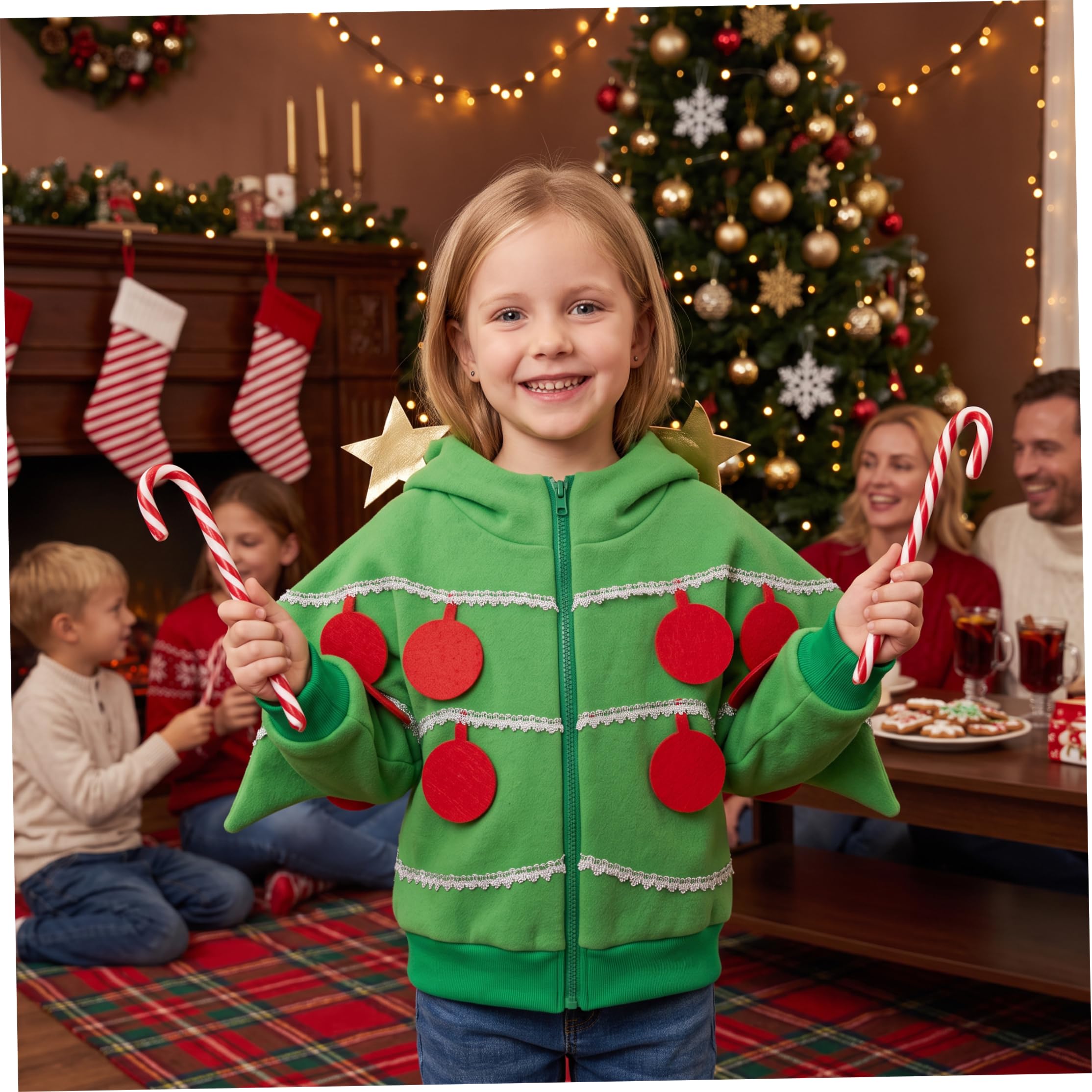 Costume da albero di Natale, costume cosplay per bambini con cappuccio a stella verde S