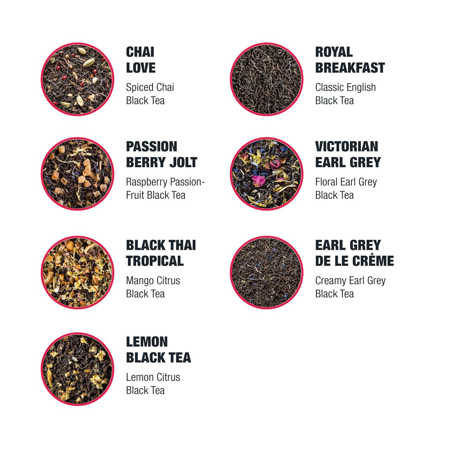 Tiesta Tea - Black Sampler Dry Flight Set, Mother's Day Loose Leaf, High Caffeine, Makes Hot & Iced, Assorted Tea Sets with Herbal, Chai, Fruit Black Teas & More, 7 Resealable Sample Pouches