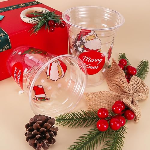Miniatura 6 de LDIWEE 50 vasos de fiesta de Navidad de 16 onzas, vasos de Navidad desechables para niños y adultos, 4 diseños en 1 taza, vasos de plástico