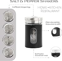 Vista 5 de Black Salt Pepper Shakers Retro Spice Jars - Juego de 5