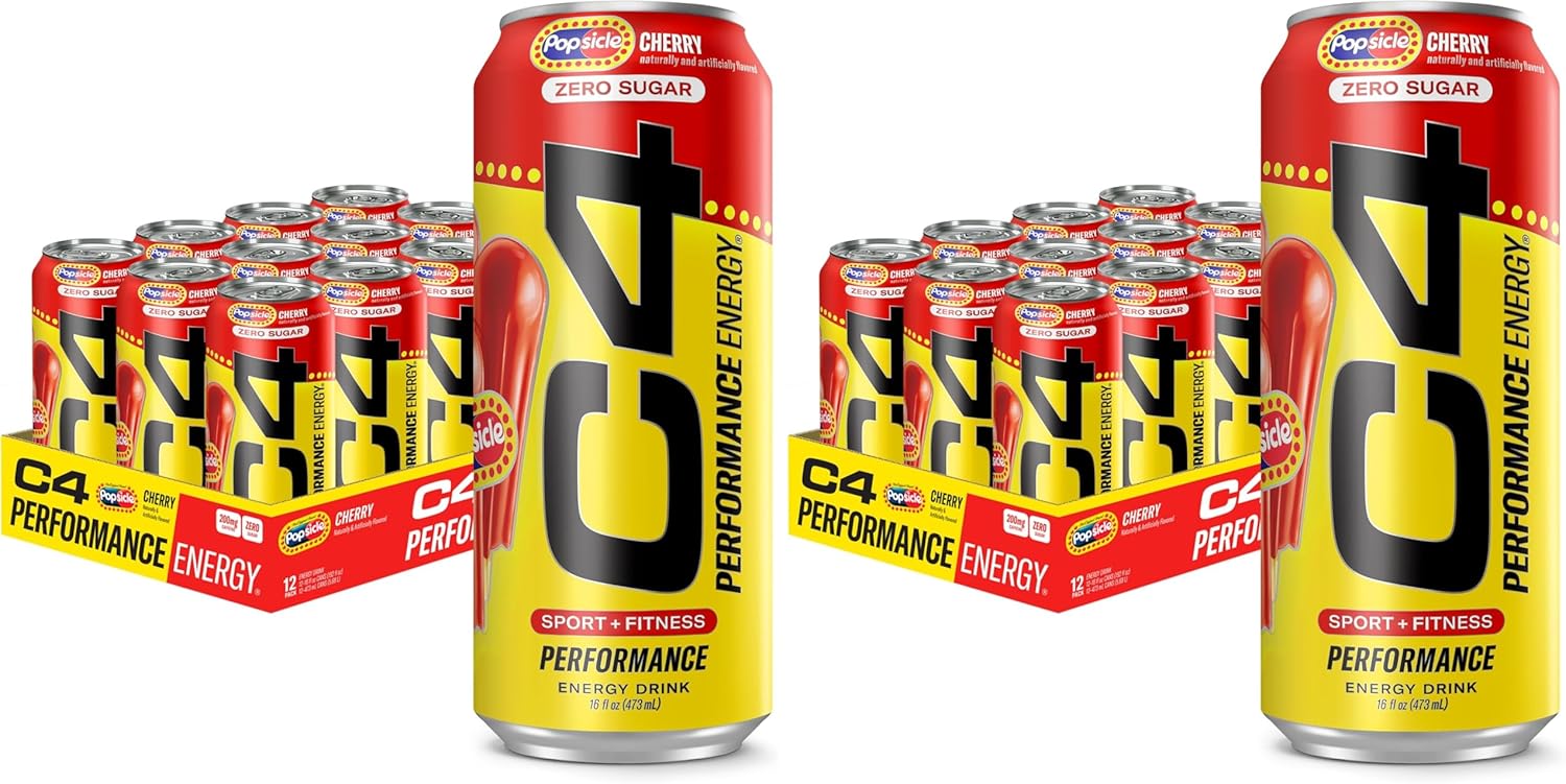 C4 Energy Drink 12oz (Pack of 24) - Frozen Bombsicle - Sugar Free Pre Workout Performance Drink with No Artificial Colors or Dyes