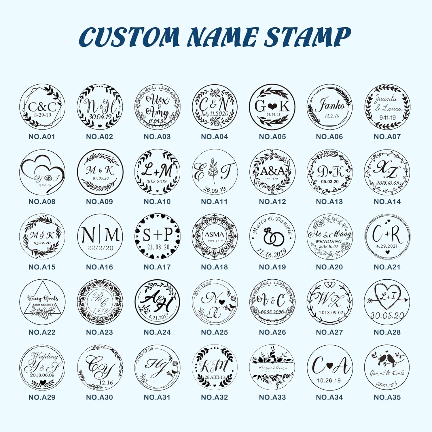 SWANGSA 4 Pieces Custom Wax Seal Stamp Kit, Personalized Name/Letter Customized Sealing Wax Stamp, Great for Decorating Wedding Party Invitations Envelopes Gift Packing