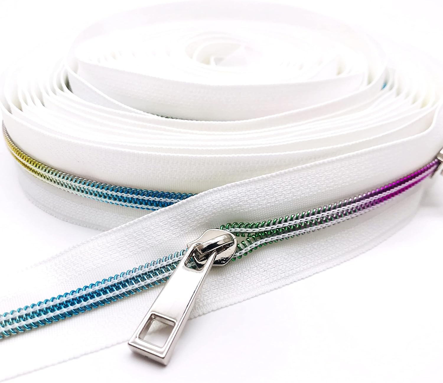 #5 Metal Zipper Pulls 50pcs Nylon Zipper Sliders Silver for Purses Bags | Handbag Backpack Clothing Jackets Luggage Nylon Zippers Tailor Sewing Craft Making Heavy-Duty Rustproof Goyunwell