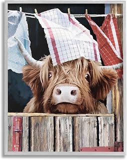 Stupell Industries Cattle & Hanging Laundry Framed Giclee Art by PSL Art