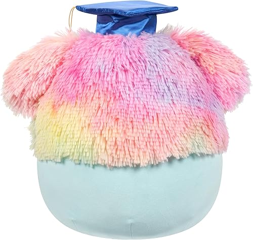 Miniatura 3 de Squishmallows Original Zozo Blue Bigfoot de 12 pulgadas con melena arcoíris y gorra de graduación - Peluche oficial de Jazwares