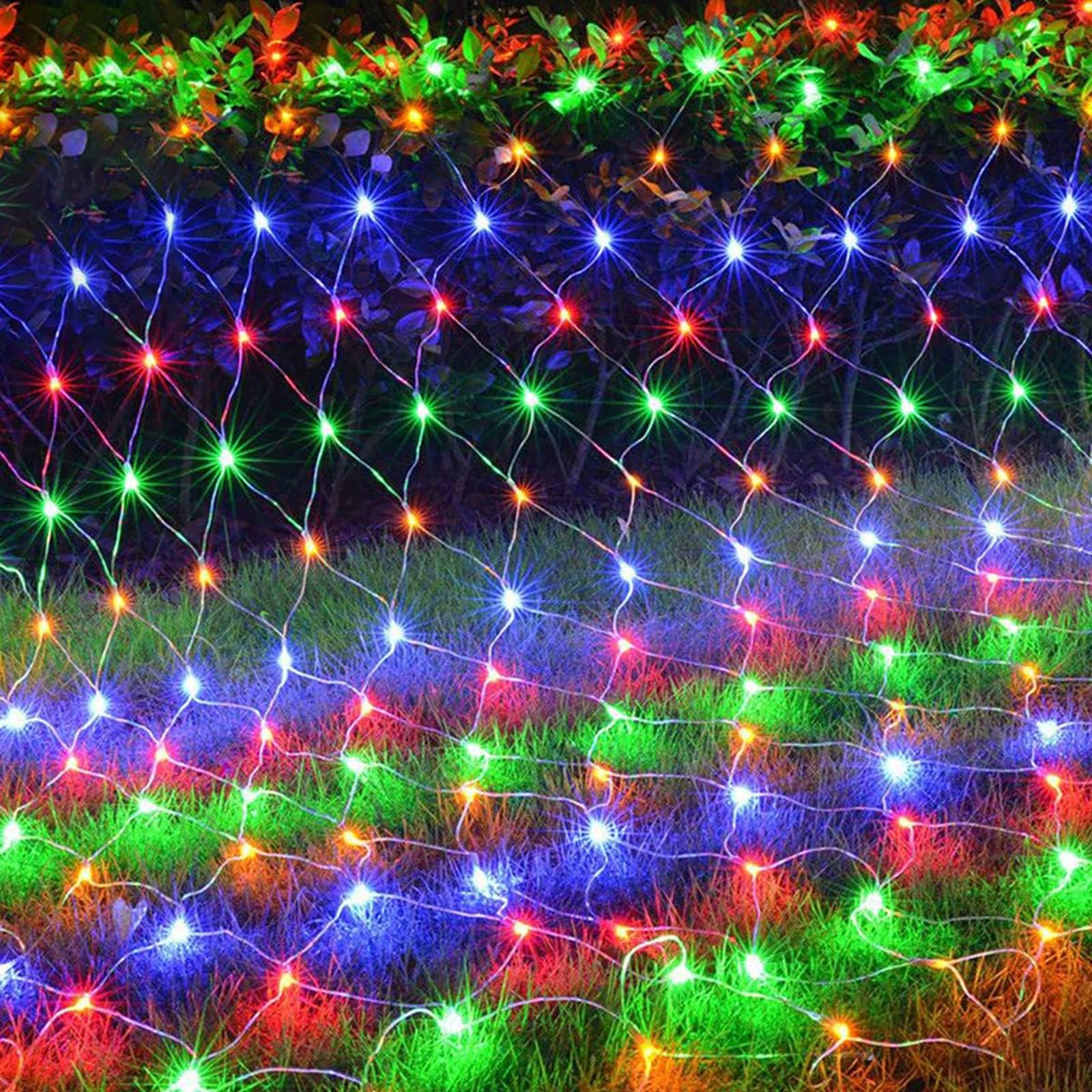 KINGCOO Battery Operated Net String Lights, 96LED Mesh Waterproof Curtain Lights 8Modes for Indoor Outdoor Christmas Garden Yard Party Wedding Holiday Wall Decor (Multicolor, 1.5x1.5M)