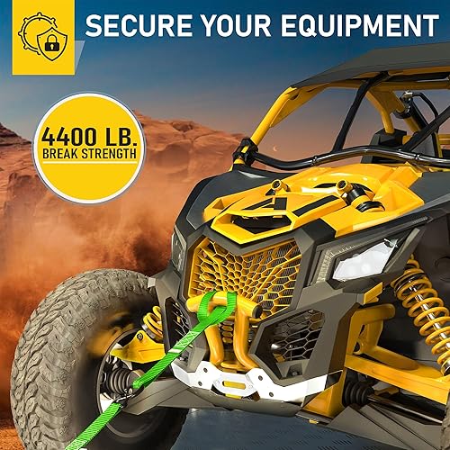 Miniatura 5 de AUGO - 4 correas de trinquete resistentes y bucles suaves, de 1.5 pulgadas por 10 pies con cierres de seguridad de gancho en S y 4 amarres de bucle