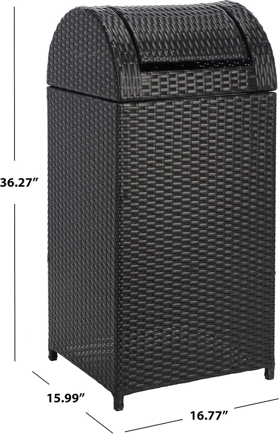 Safavieh Outdoor Collection Serapis Black Wicker Trash Bin