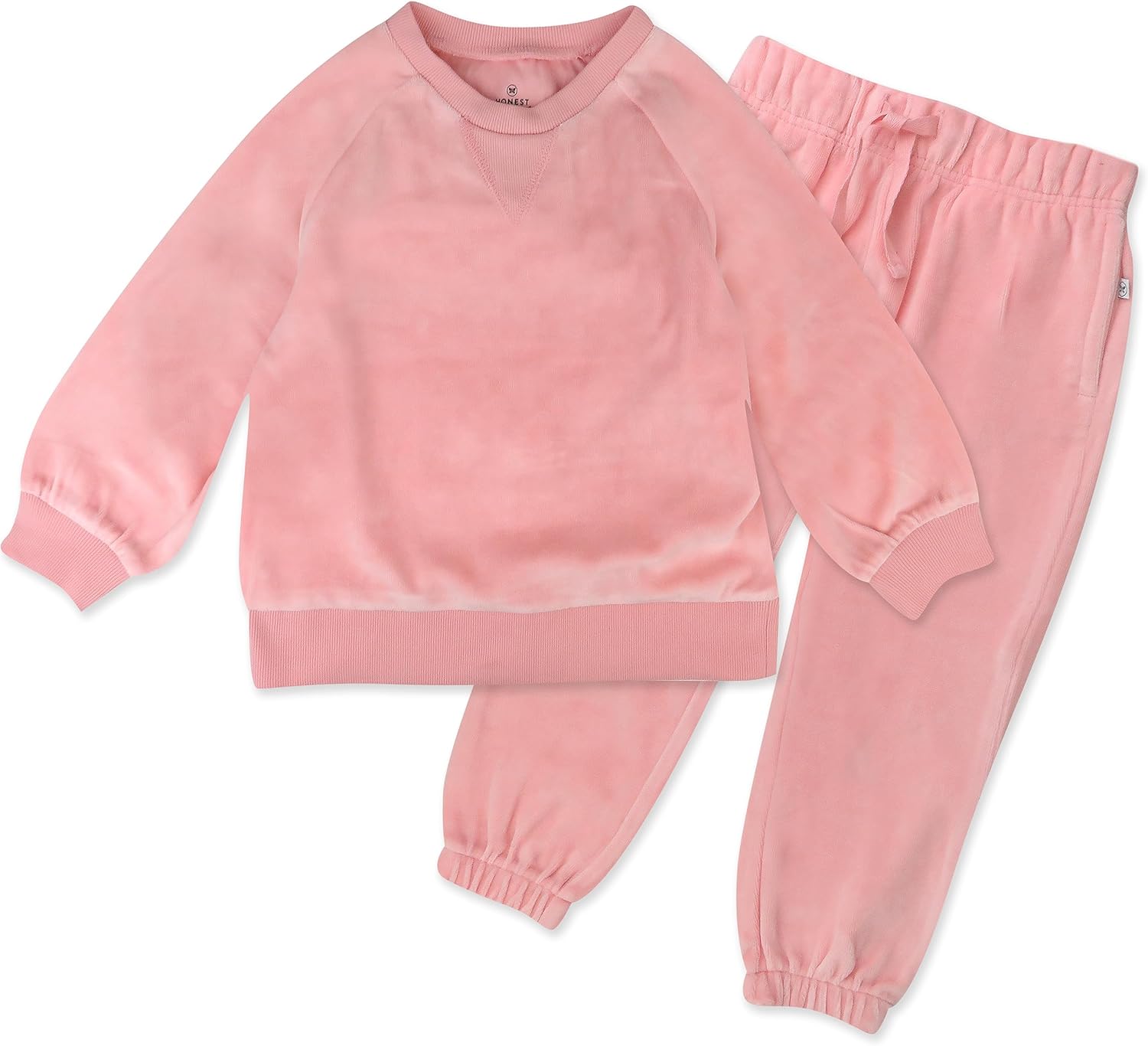 HonestBaby Baby 2-Piece Cozy Velour 100% Organic Cotton Sweatshirt and Jogger Sweatpants Set