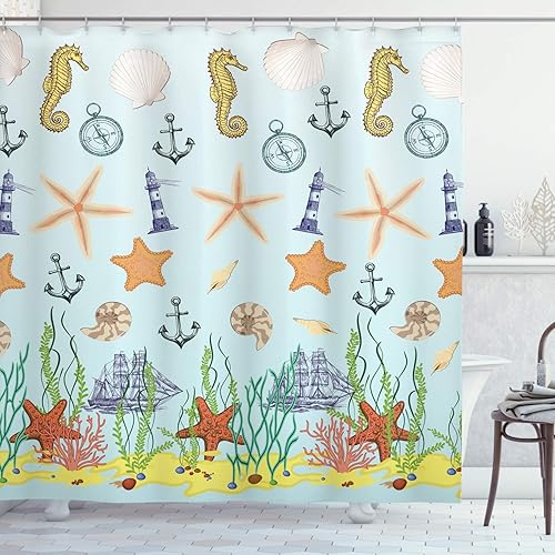 Miniatura 10 de Ambesonne Cortina de ducha de flores de amapola, flores y capullos sobre fondo ambiental grunge, efectos retro, bohemio, juego de decoración de baño