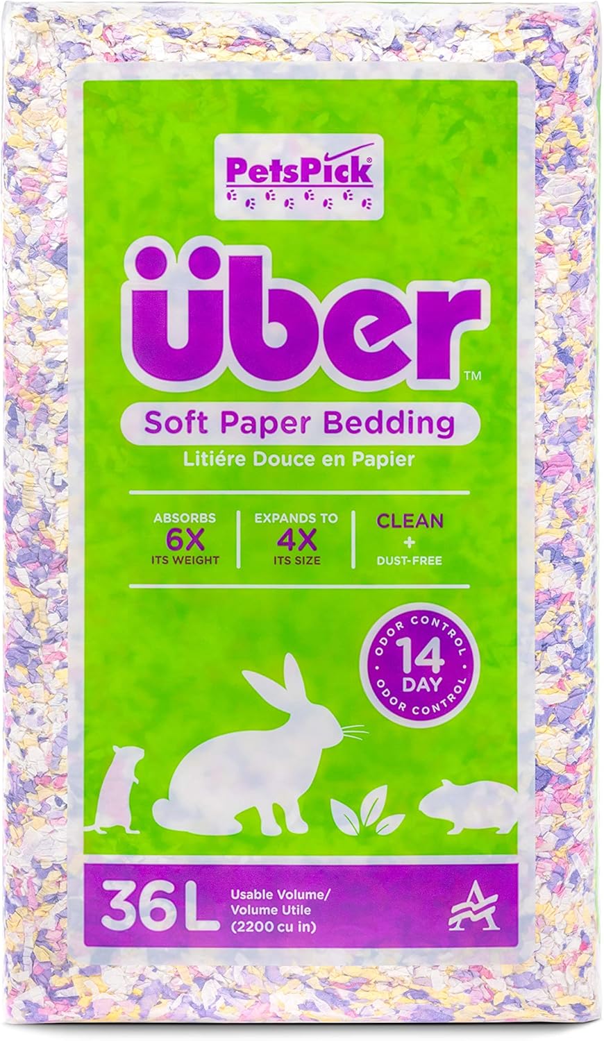 PETSPICK Uber Soft Paper Pet Bedding for Small Animals, Pastel Confetti, 36L