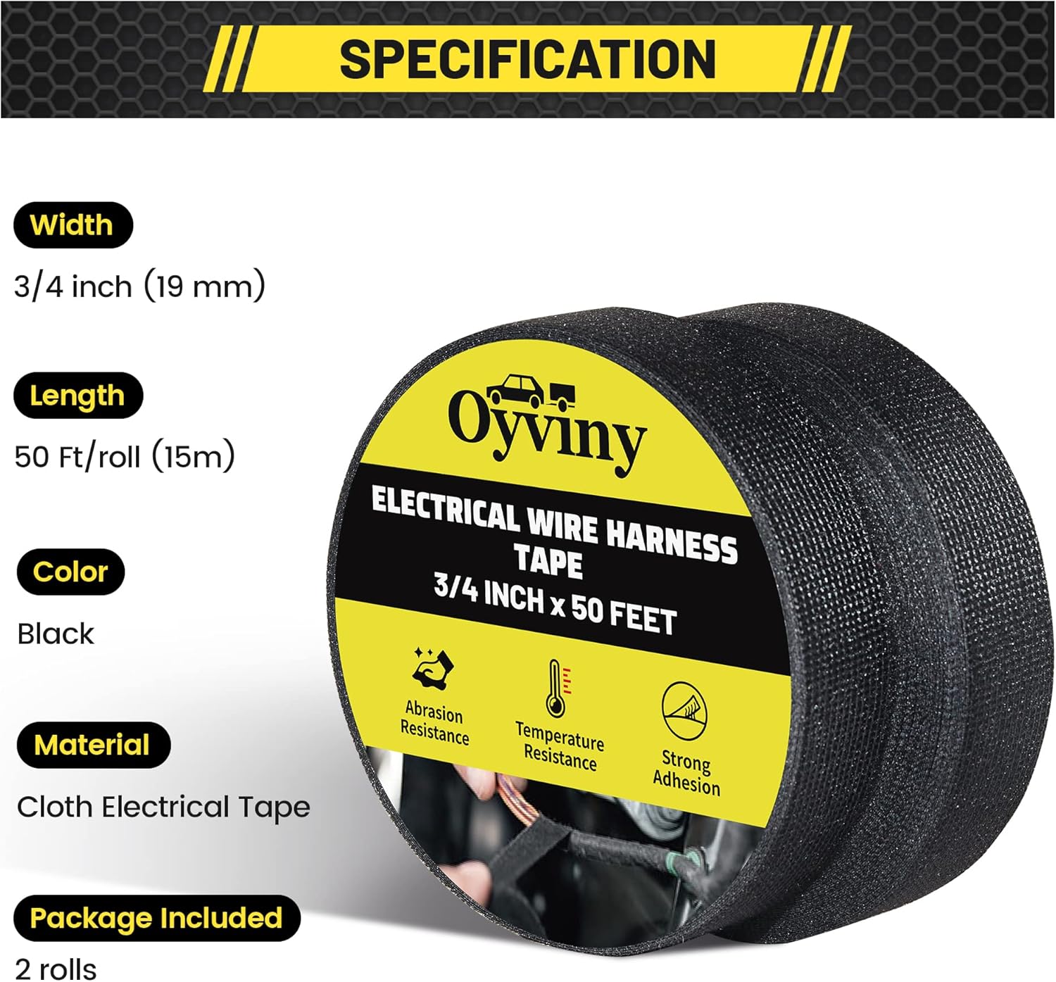 Oyviny 4 Pin 5 Wire Trailer Wiring Harness 22FT for Rewiring Trailer Both-Side Taillights + Wire Harness Cloth Tape 3/4-Inch by 50-Foot (2 Rolls)