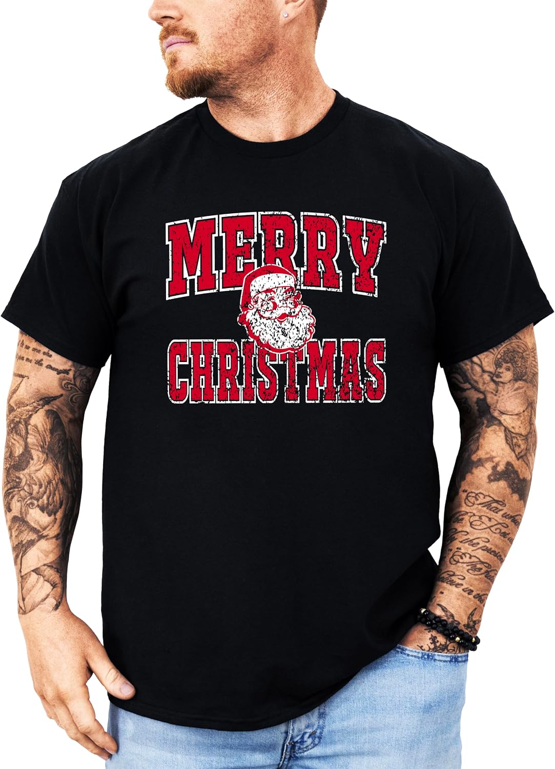 Retro Merry Christmas Unisex Shirt for Women and Men Vintage Inspired Distressed Santa Tee