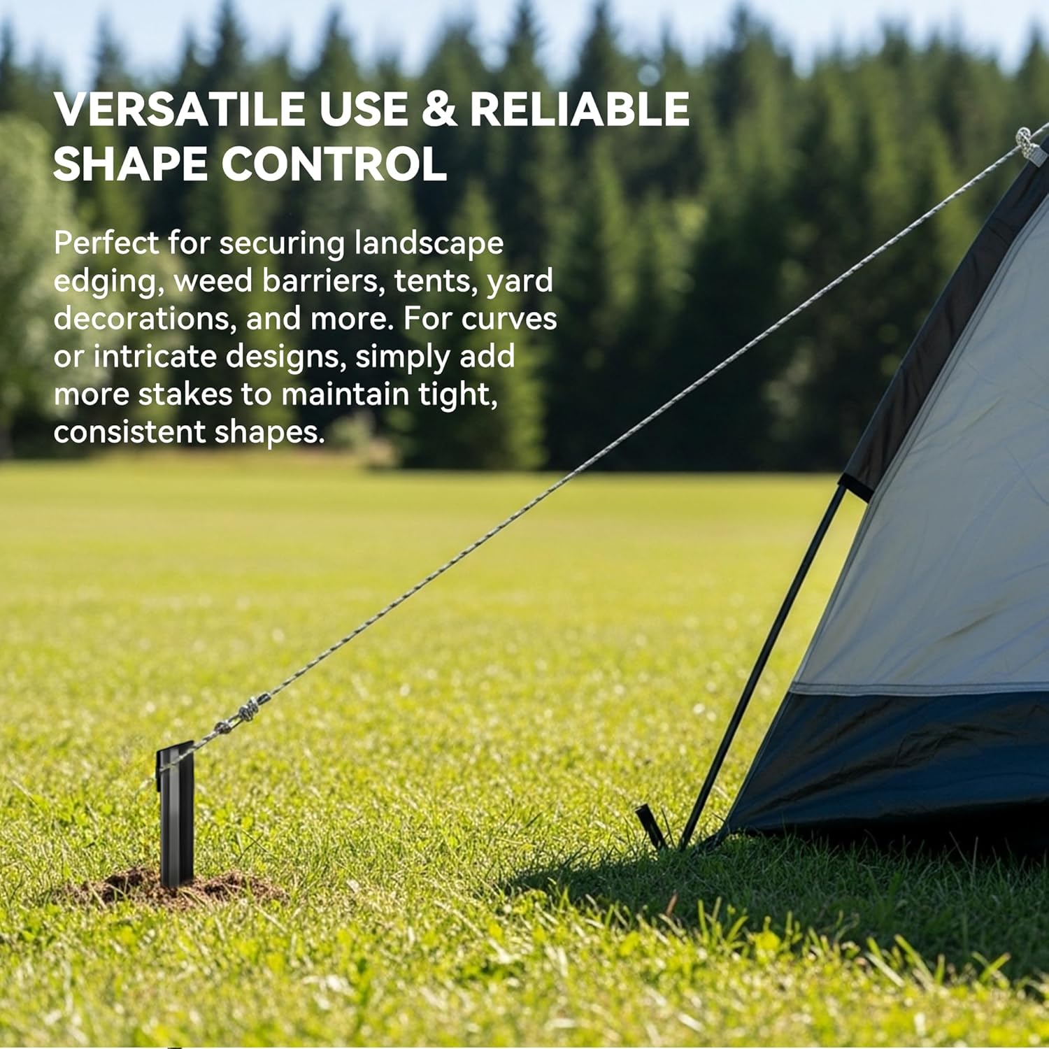 26Pcs Metal Landscape Edging Stakes, 12Inch Galvanized Steel Garden Stakes Top Curved Corrugated Landscaping Anchoring Spikes for Yard, Black - Image 5