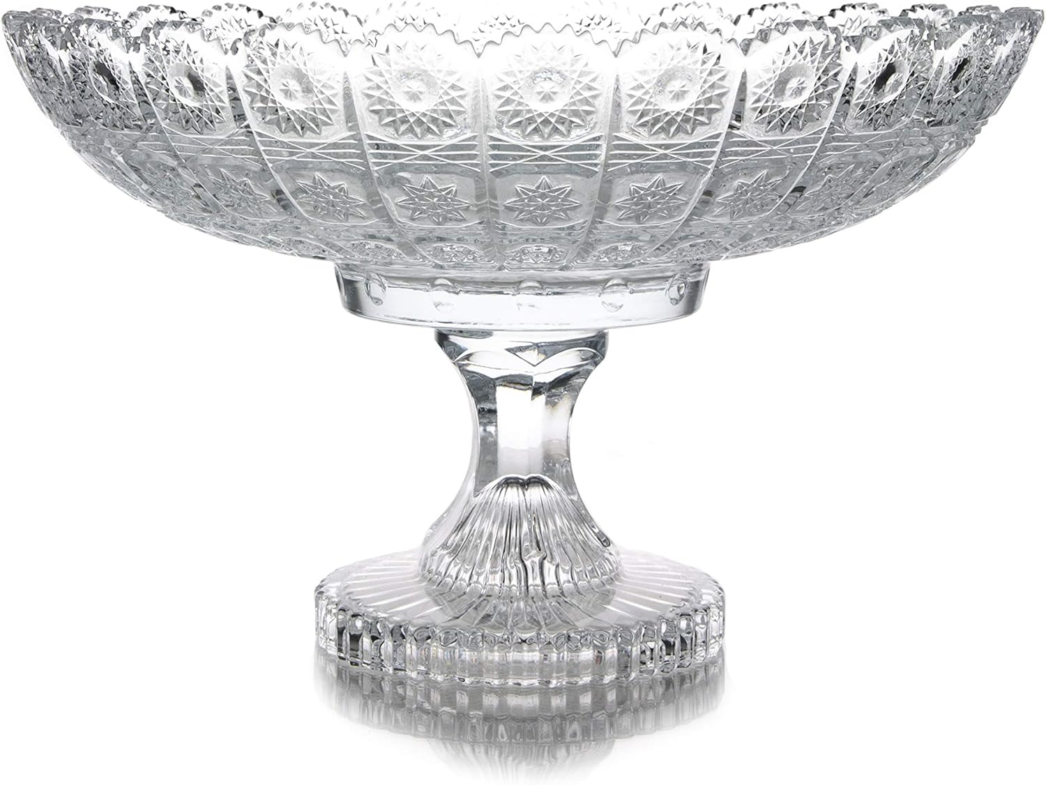 New Elegant Crystal Glass Serving Footed Round Centerpiece for Home, Office, Décor, Serving Fruit or Desert (CLEAR)