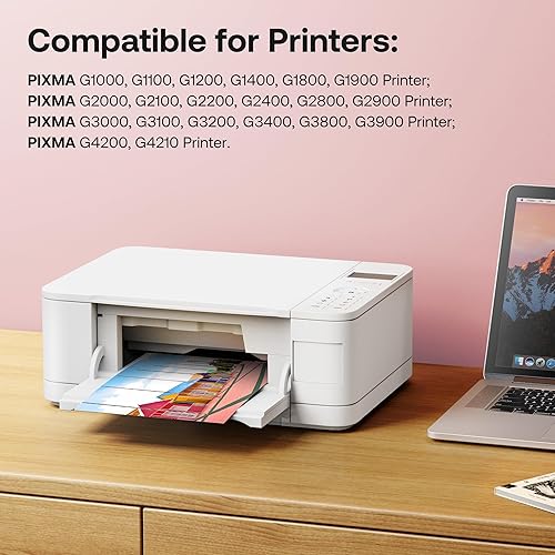 Miniatura 2 de JetSir GI290 - Botella de tinta de repuesto compatible con Canon GI290 GI-290 G1200 G2200 G3200 G4200 G4210 (paquete de 4 unidades, negro, cian,