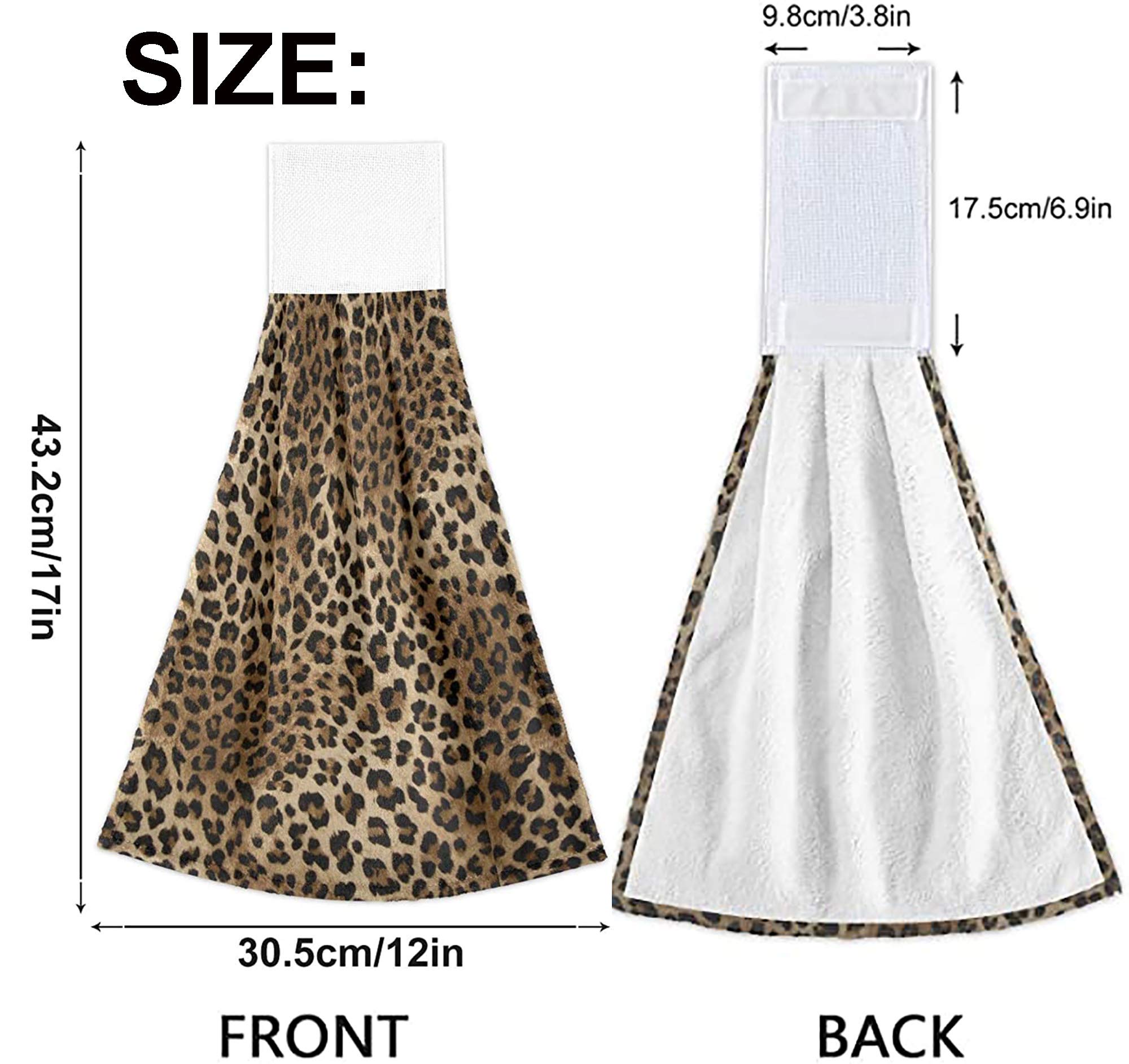 Boccsty Leopard Skin Print Hanging Kitchen Towels 2 Pieces Zebra Tiger Skin Dish Cloth Tie Towels Hand Towel Tea Bar Towels for Bathroom Farmhouse Housewarming Tabletop Home