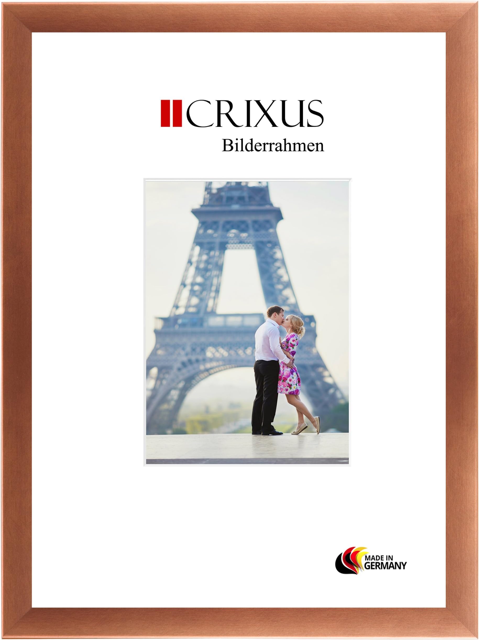 Crixus35 Picture Photo frame for 16 cm x 20 cm pictures, color: Copper Brown, wood frame MDF with anti-reflective acrylic glass, frame width: 35mm, outside dimension: 21,8 x 25,8 cm