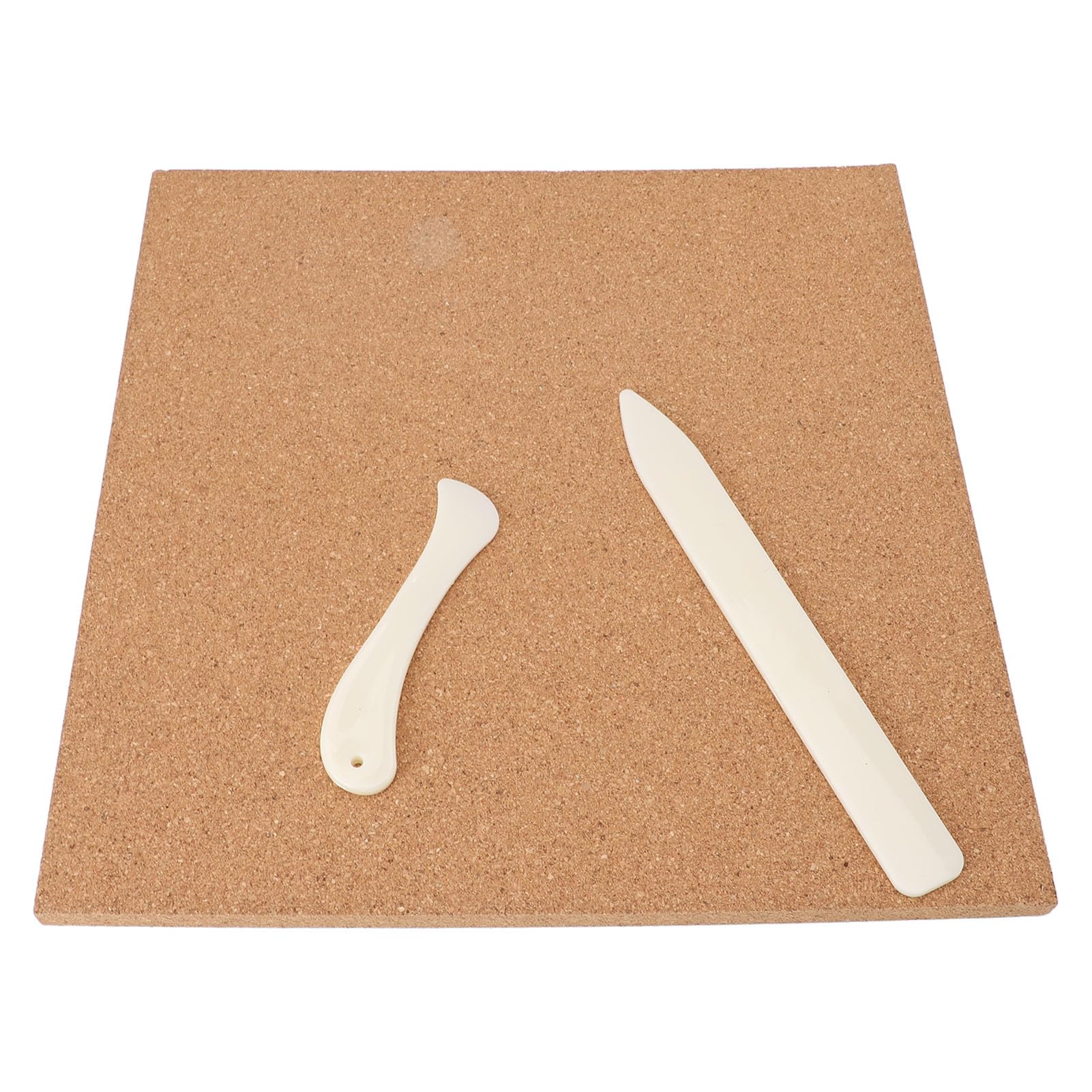 Stained Glass Work Mat, 4 PCS Foursquare Heat Resisting Cork Board with 2 Scrapers, Coaster Bottoms with Tiles Sheets for Coasters, Self Adhesive Squares Pads Back