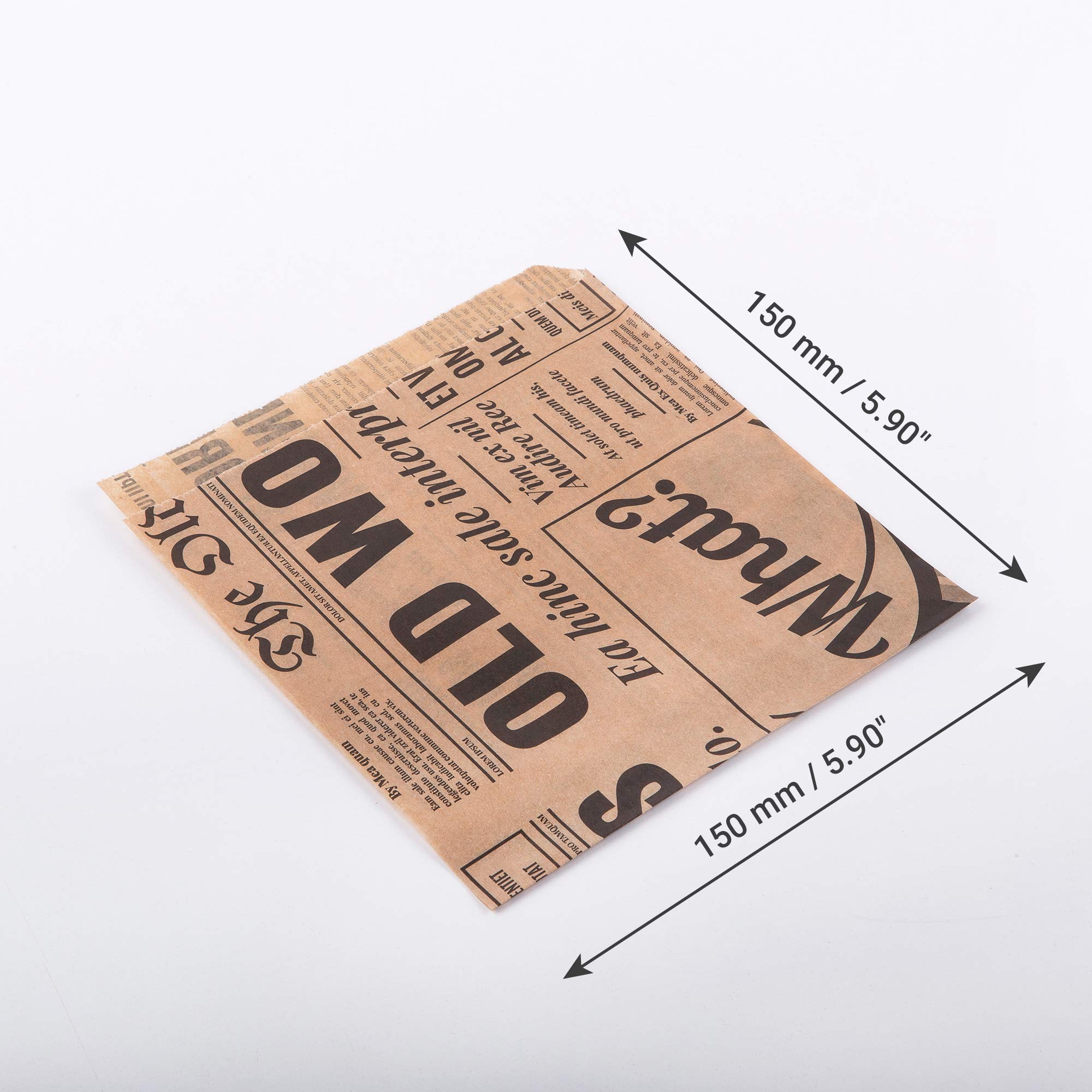 Oldnews Craft 150 x 150 mm Paper Sack Bags Contenitore per il pranzo cibo hamburger patatine fritte (400)