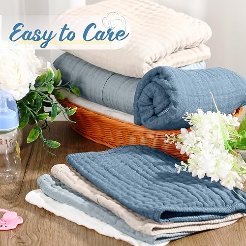 Miniatura 6 de VitalCozy 8 toallas de baño y paños de muselina con capucha para bebé, 32 x 32 pulgadas, muselina de algodón con capucha, toallas absorbentes con