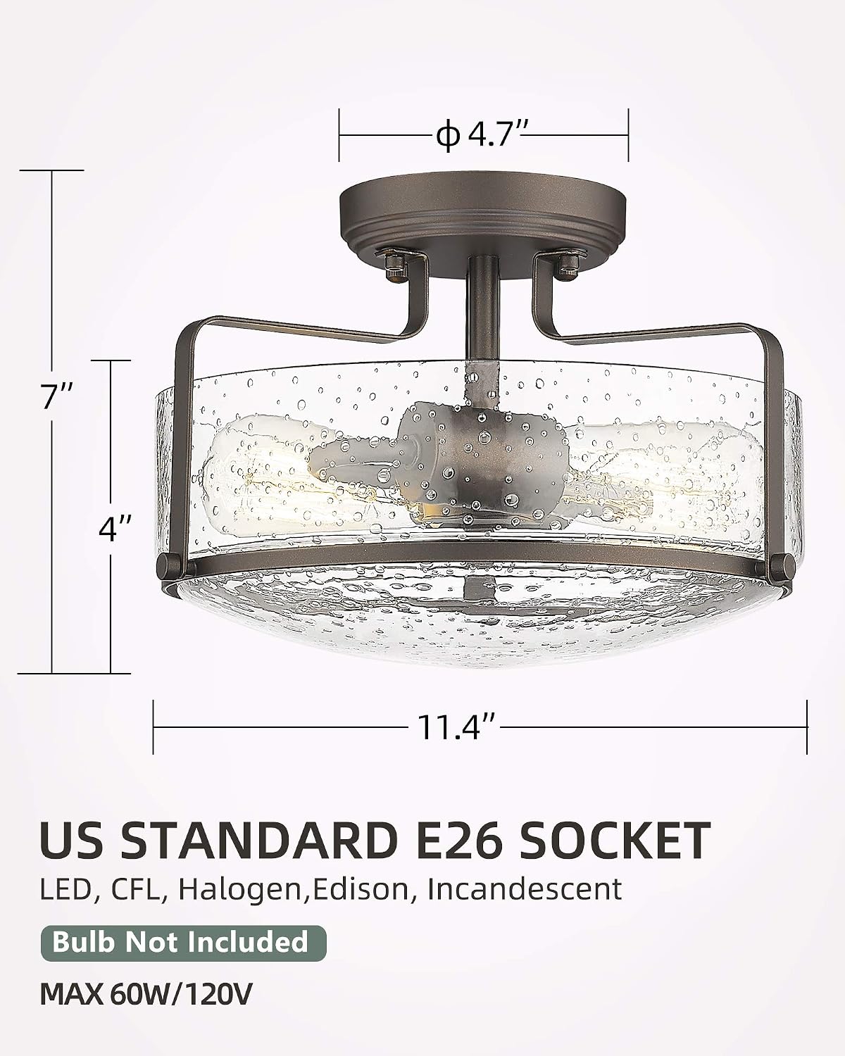 Best Deal Product Farmhouse Semi-Flush Mount Ceiling Light, HWH Industrial Close to Ceiling Light Fixture with Clear Glass Lampshade, 1-Light for Kitchen Schoolhouse Bedroom Hallway Dining Room Bathroom, 5HZG13-F ORB Promo Discount Up To 70% Off Farmhouse Semi-Flush Mount Ceiling Light, HWH Industrial Close to Ceiling Light Fixture with Clear Glass Lampshade, 1-Light for Kitchen Schoolhouse Bedroom Hallway Dining Room Bathroom, 5HZG13-F ORB