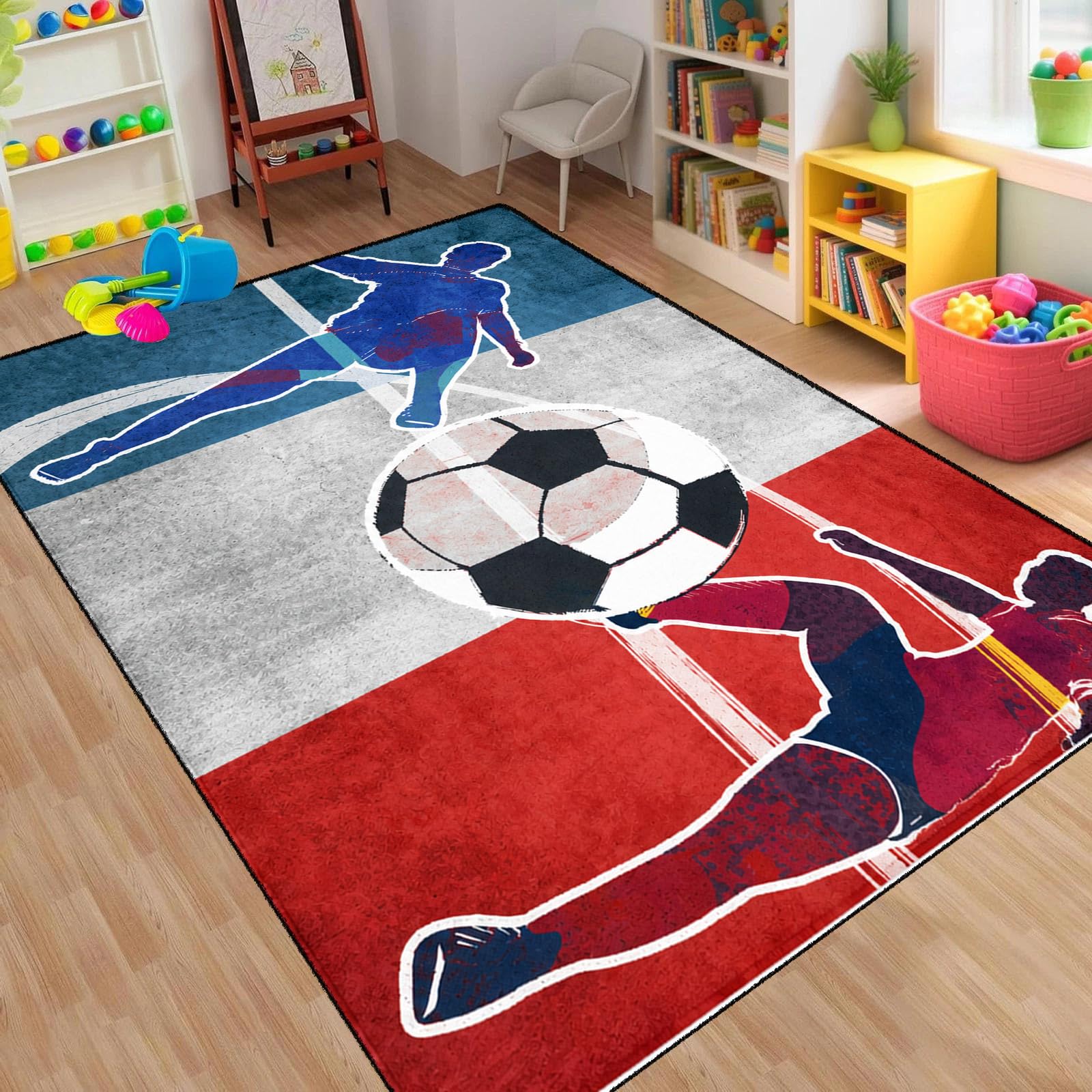 MUOUCTE Football Carpets Player Silhouette Sports Carpet 180x300cm