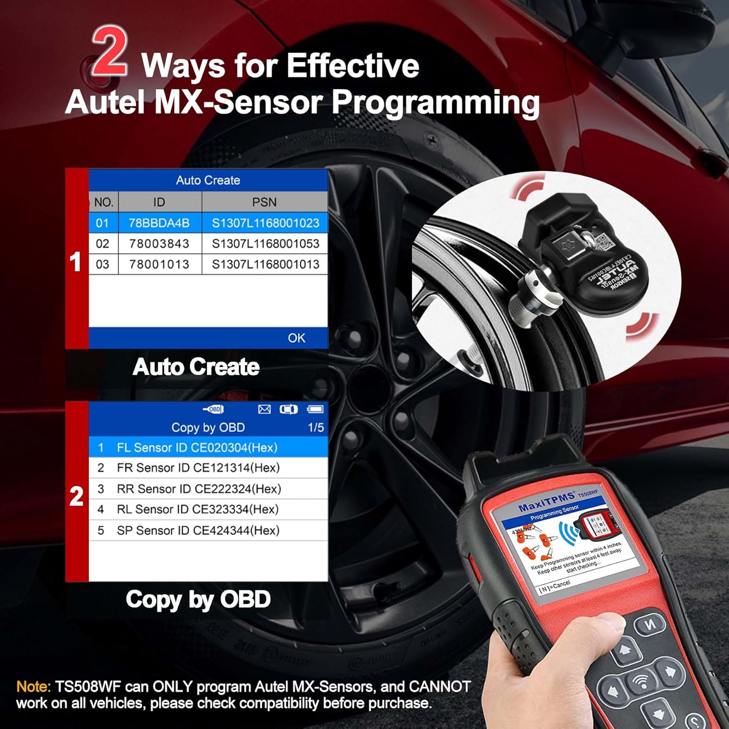 Autel MaxiTPMS TS508WF Kit TPMS Programming Tool, with 8pcs MX Sensors, 2026 Tire Sensor Programmer, TPMS Relearn/Reset, Activate/Read/Copy Sensors, Upgrade of TS508K/TS508/TS408/TS501/TS601