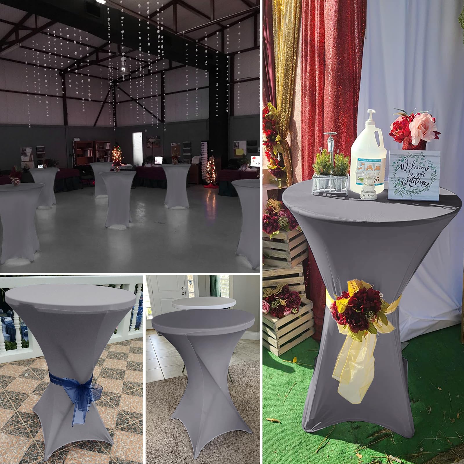 3 stuks zwarte statafelrokken met Topcovers - H110cm X 80-85 cm