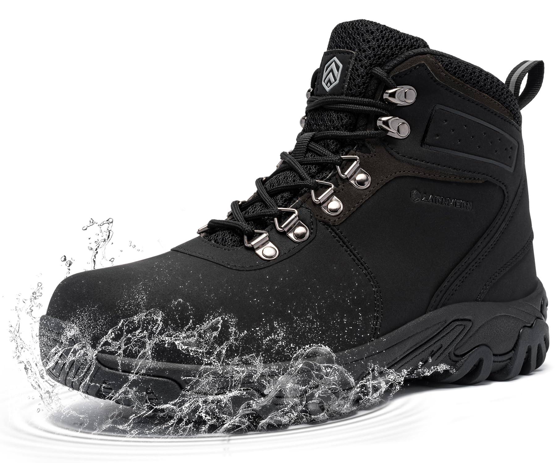 LARNMERN Steel Toe Work Boots Men,Non Slip Safety Shoes,Comfortable Industrial and Constructio Hiking Sneakers