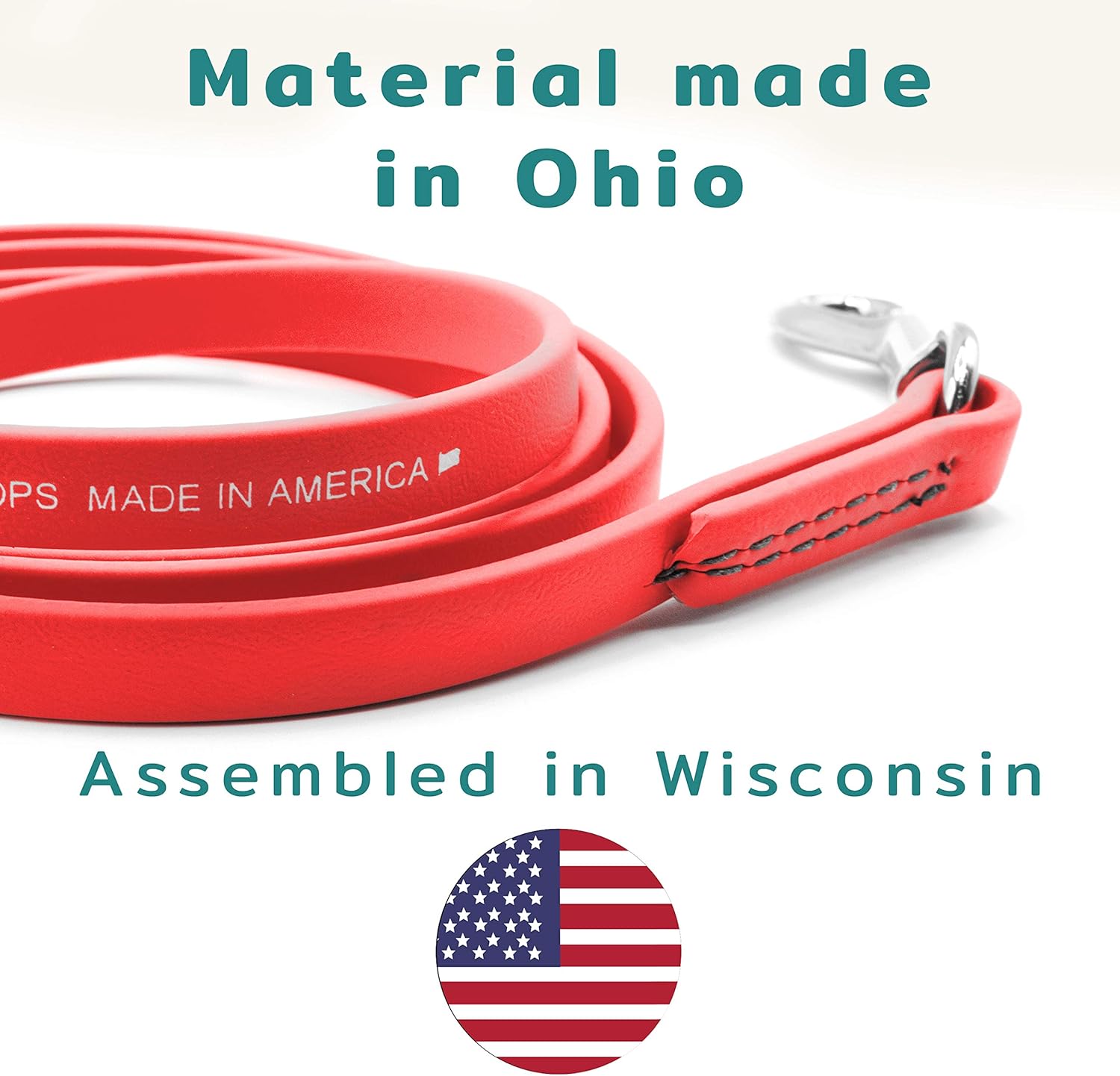 Jelly Pet Leash l Waterproof and Easy to Clean l Made in America l Stronger Than Leather (1/2" x 6', Red)