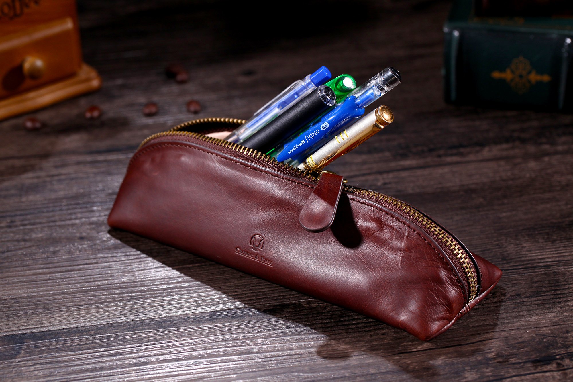 Cronus i Rhea® | ekskluzywny skórzany folder (Scylla) | piórnik etui na długopisy | Prawdziwa skóra | stylowe pudełko upominkowe | mężczyźni - kobiety, Ciemny brąz