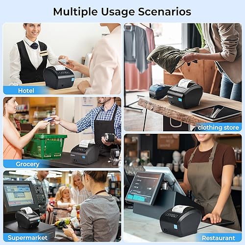 Miniatura 9 de MUNBYN Impresora térmica de recibos Bluetooth P047, impresora POS de 3.150 in, impresora térmica con Ethernet serie USB, Bluetooth, compatible con