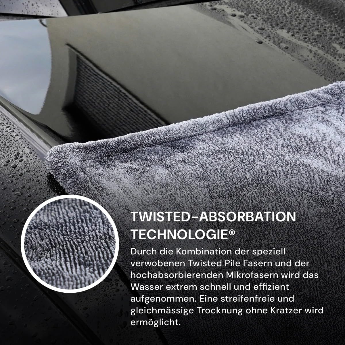 Mam AntiDirt DryWelly Hochwertiges Trockenreinigungstuch, Extrem Saugfähig, Streifenfreies Polieren Für Die Autopflege (50 * 80cm 2 Seite)