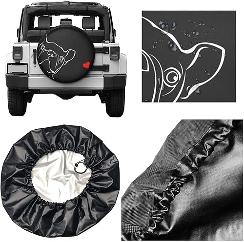 Miniatura 4 de Cubierta de llanta de repuesto para bulldog con diseño de animal de mascota, a prueba de polvo, para remolque, caravana, muchos vehículos, 16