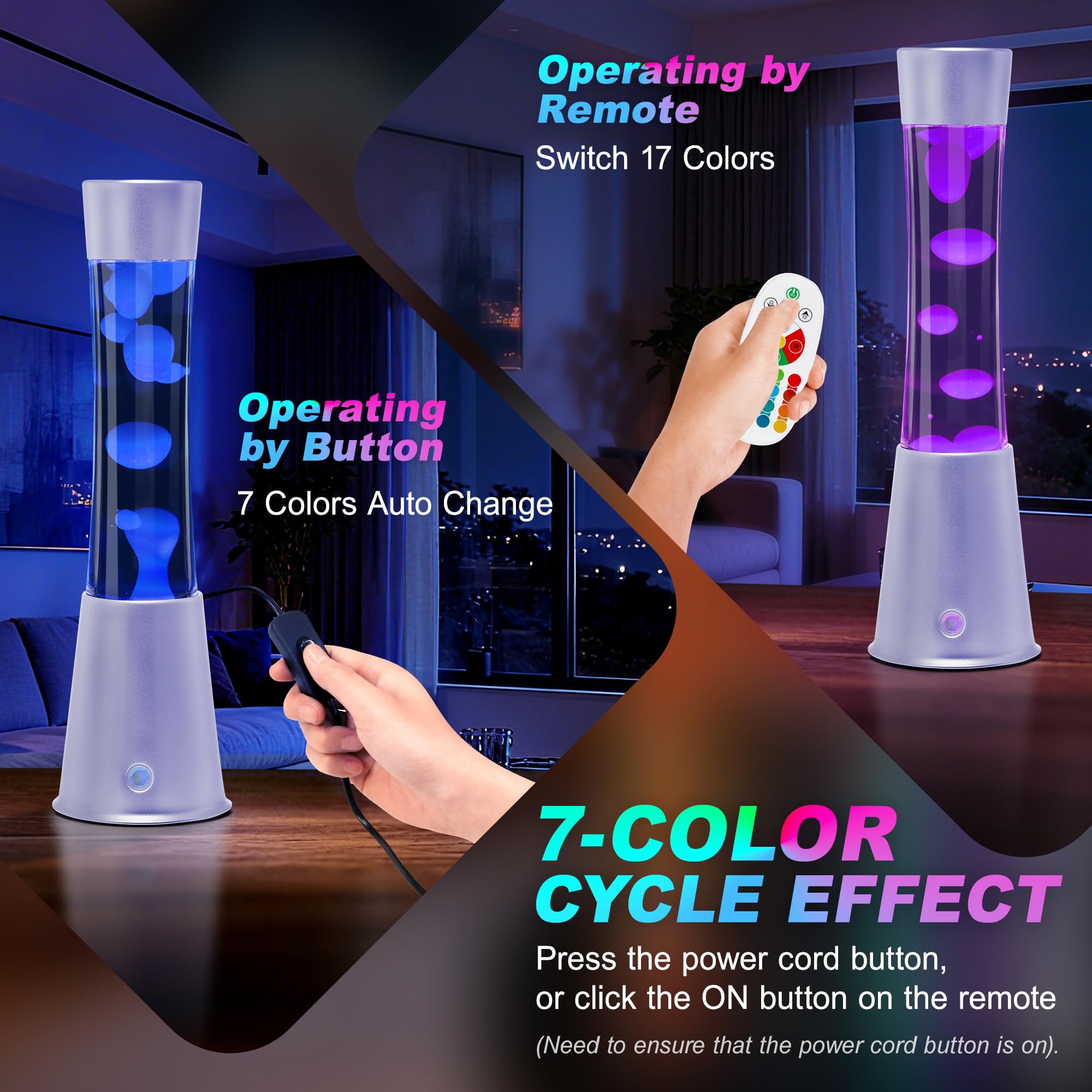 Lampe à Mouvement Liquide 40cm avec 17 Changements de Couleur Télécommande