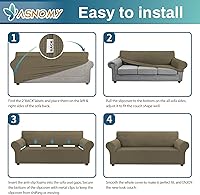 Vista 66 de Asnomy Couch Covers for 3 Cushion Couch Stretch Sofa Covers Slipcovers, Pet Protector Furniture Covers for Dogs Cats Spandex Jacquard Fabric Small