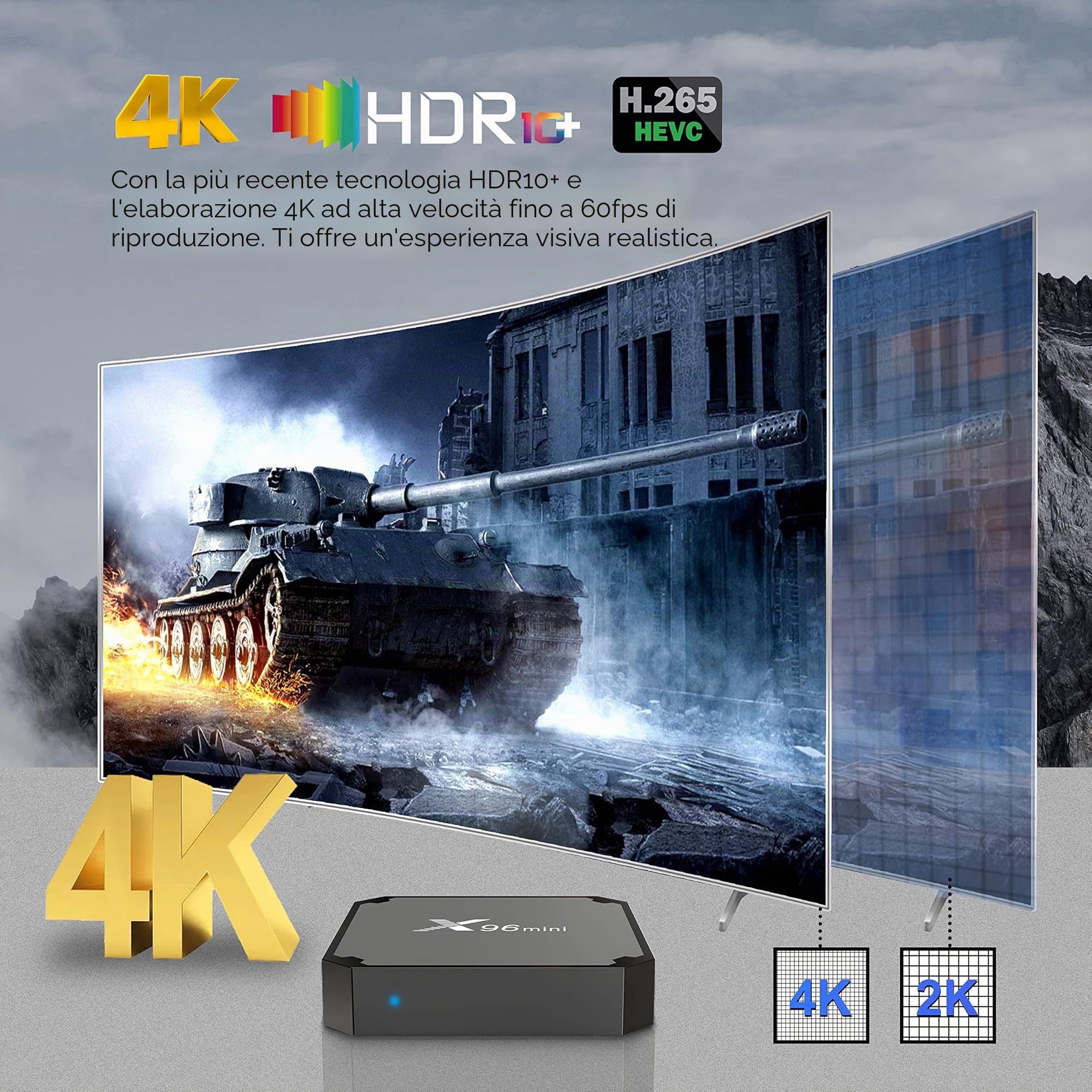 DEALROYAL X96 Mini TV Box, Android 11.0 Box TV 2GB/16GB Box Android TV 4K con Amlogic S905W2 Quad-Core Chipset 64 bit WiFi 2.4G, 4K HD,H.265