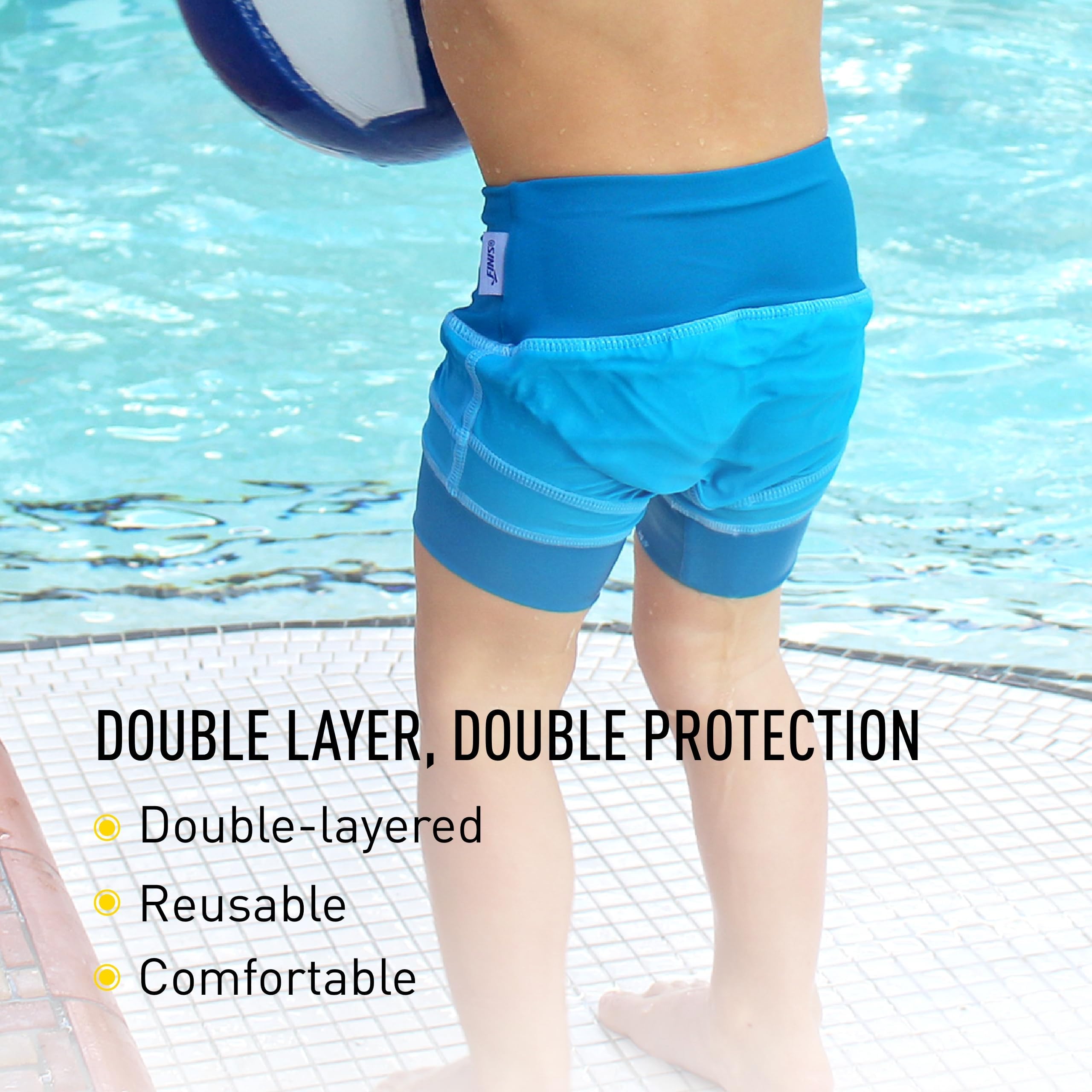 FINIS Double Swim Diaper for Babies & Toddlers - Reusable - Double-Layered Protection - UPF 50 & Up - Caribbean 2XL