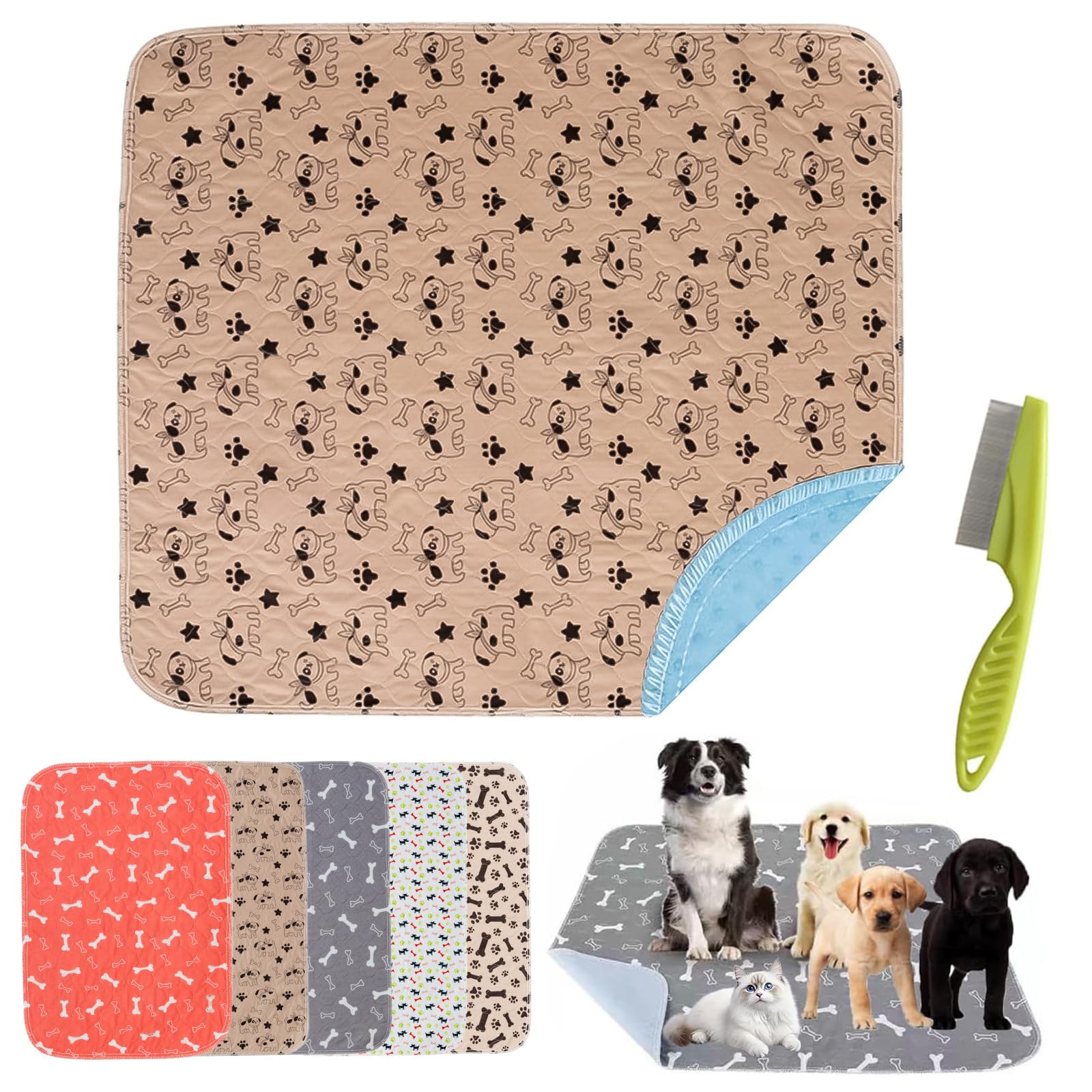 Washable Dog Pee Pads, 𝐏ee 𝐏ads with Pheromones, Reusable Pee Pads, Super Absorbent & Leakproof Pet Training Pad, for Sofa, Crates, Floors (D,L(32*36in))