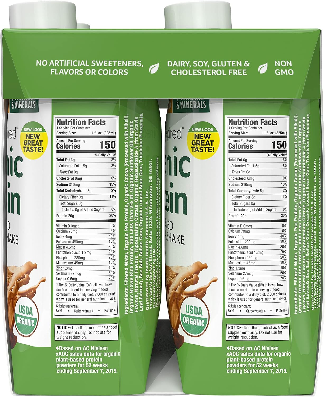 Protein Shakes Ready to Drink Purely Inspired Organic Protein Shake 20g of Plant Based Protein Organic Protein Drink Sports Nutrition RTD Decadent Chocolate, 11 fl. oz (Pack of 12)