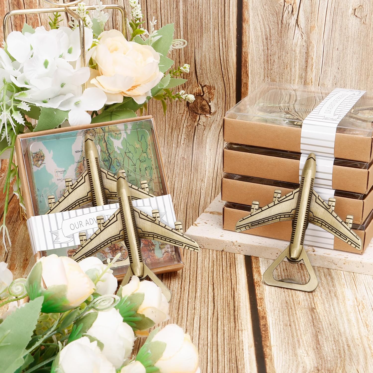 40PCS Airplane Bottle Opener Air Plane Travel Beer Bottle Openers for Guests,Party Souvenirs or Decorations (Bronze)