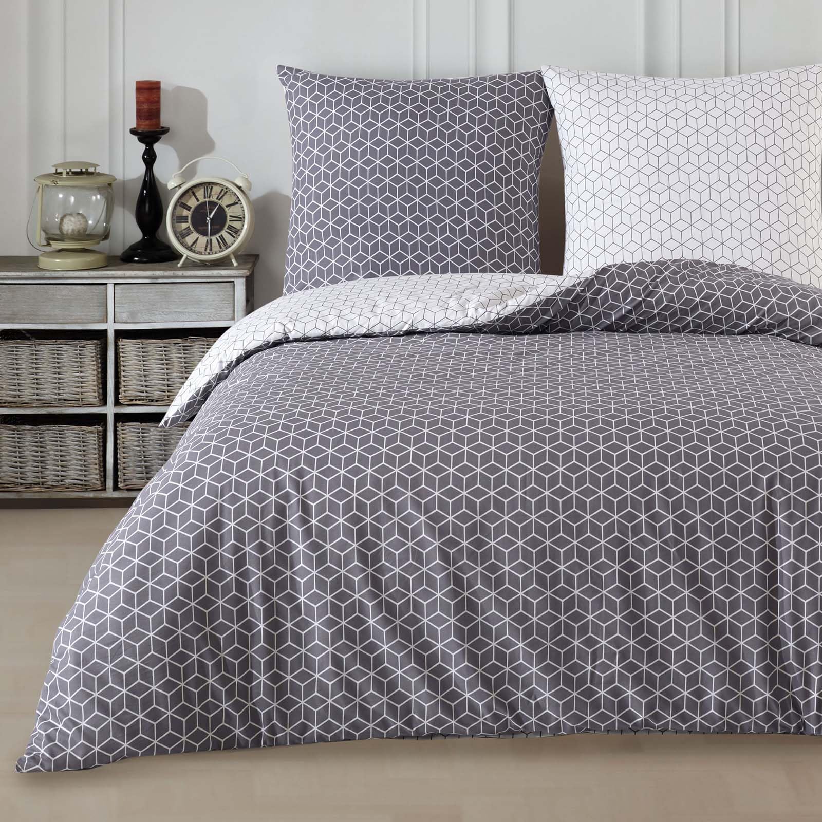 Buymax Bettwäsche Set aus 100% Baumwolle Renforcé, Streifen & Moderne Muster, mit Reißverschluss, Oeko-TEX Standard 100, Verschiedene Größen