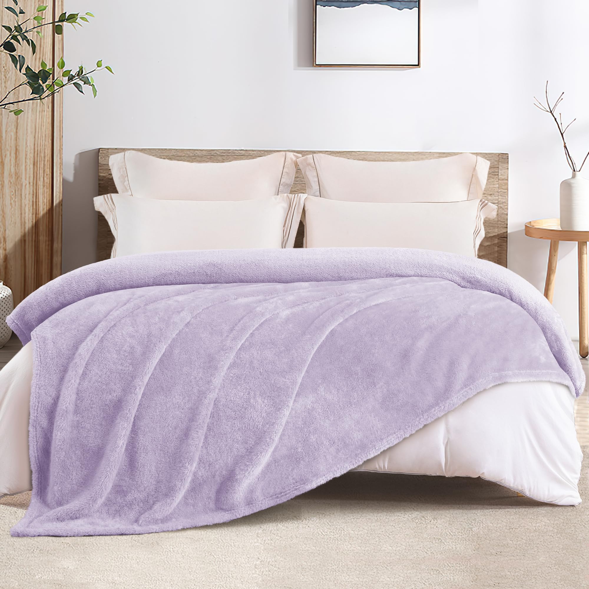 Whale Flotilla Fleece King Size Blanket for Bed, Decorative Soft Fluffy Lilac Blanket, Large Plush Thick Sofa Throw for All SeasonOEKO-TEX STANDARD 100