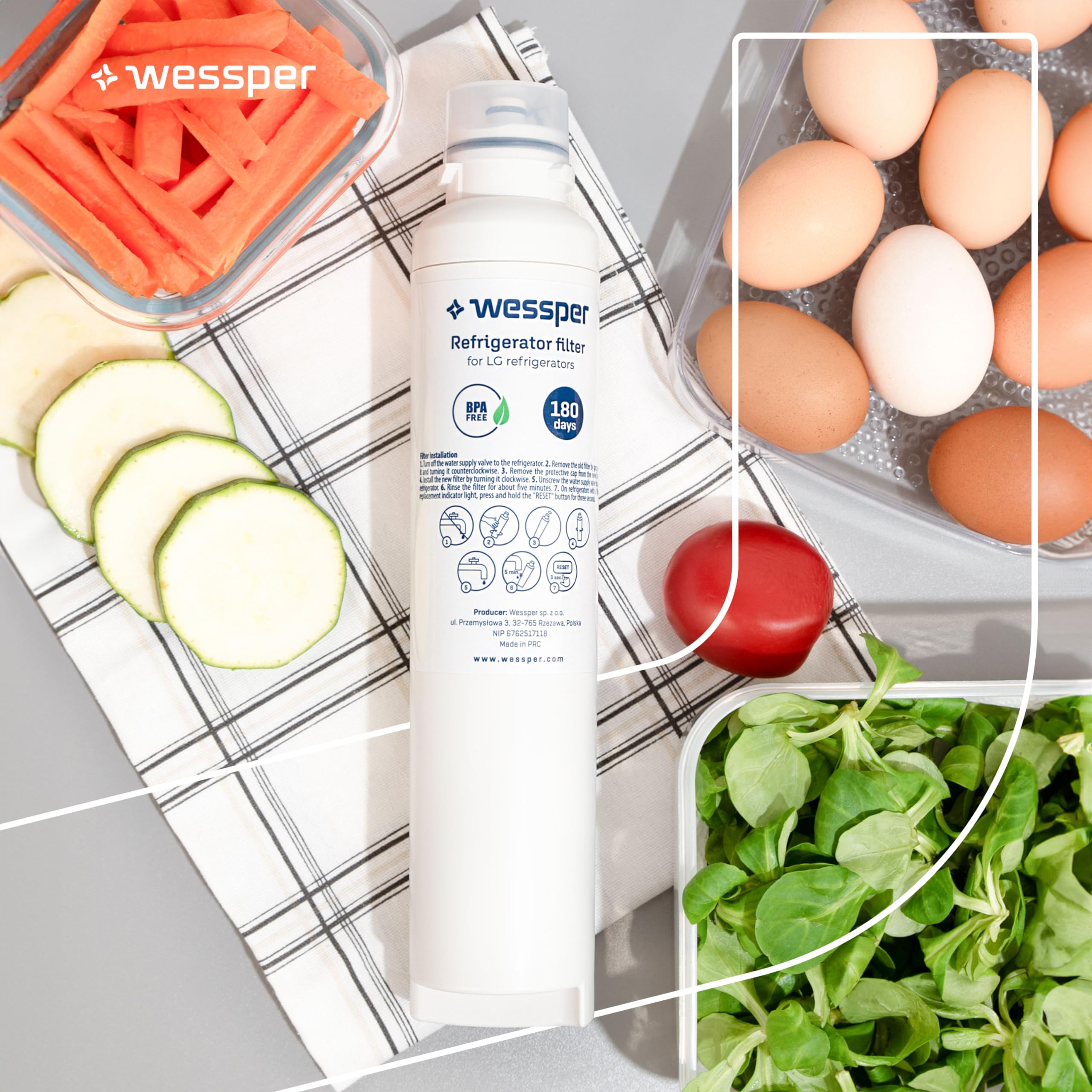 Wessper Filtro de agua para frigorífico, repuesto filtro de agua Ultra Clarity Pro 11032518, 11025825, compatible con frigorífico Bosch, Gaggenau, Neff y Siemens - 2 piezas