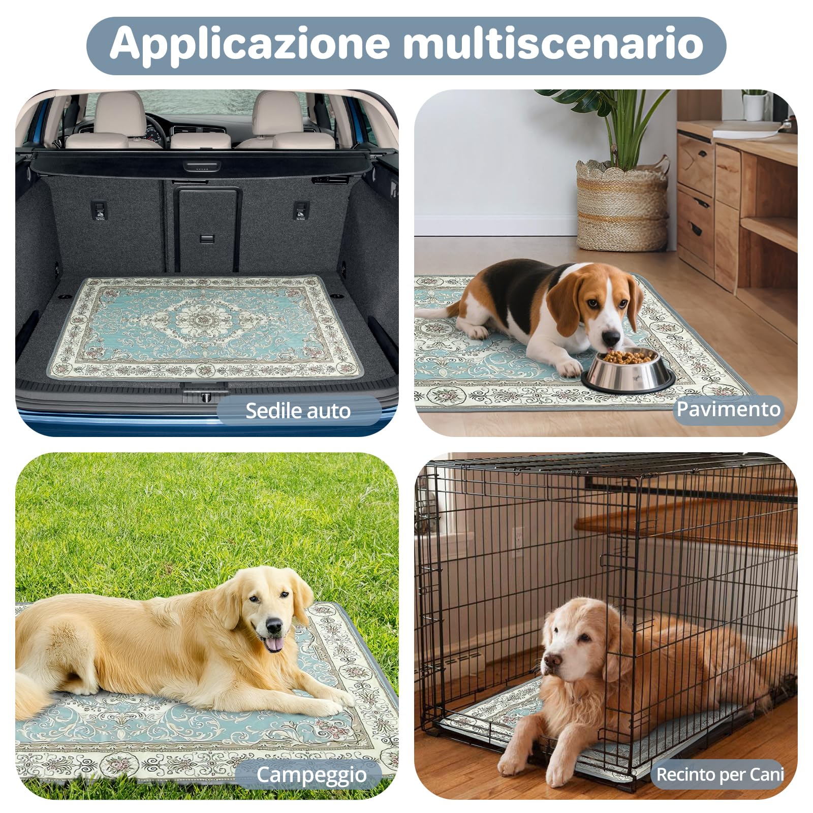 Tappetini Lavabili per Cani 70x100cm, 2 Pezzi Lavabili Traversine Cani, Tappetini Assorbenti per Cani A Prova di Perdite e Antiscivolo, Asciugatura Rapida